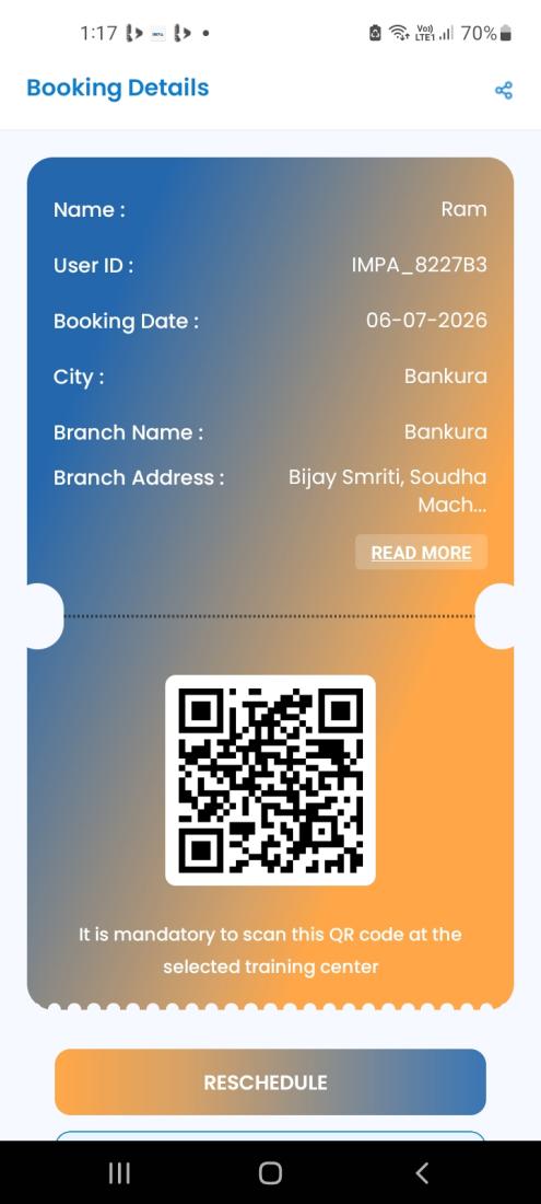 Batch booking with QR code screen