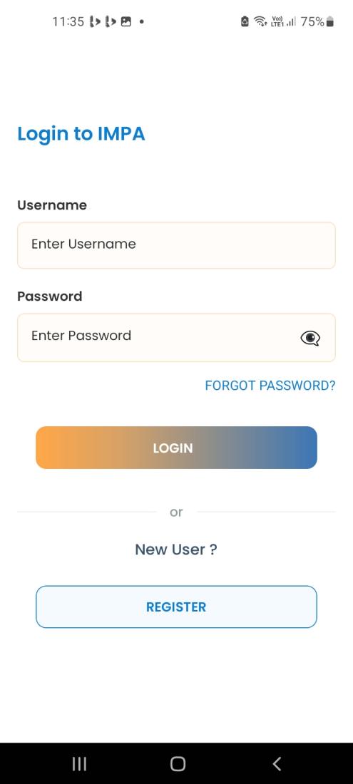 Login screen